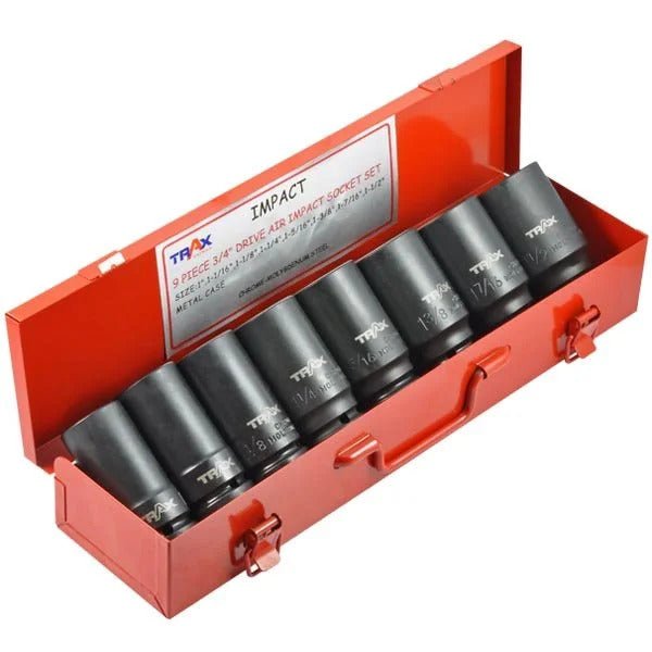 Trax AD-6009S 3/4" Drive 6PT Deep Imperial Impact Socket Set, 8Pc Set - AIMS Industrial Supplies