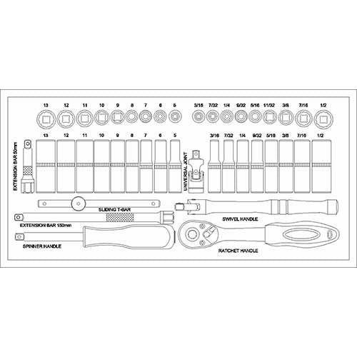 Trax ARX-14042 1/4" Drive Metric/ SAE Socket Set, 42Pc Set - AIMS Industrial Supplies