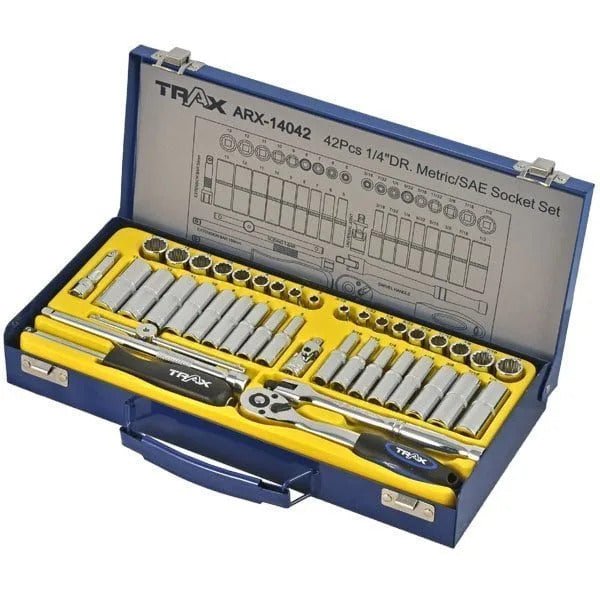 Trax ARX-14042 1/4" Drive Metric/ SAE Socket Set, 42Pc Set - AIMS Industrial Supplies