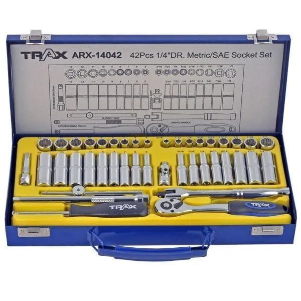Trax ARX-14042 1/4" Drive Metric/ SAE Socket Set, 42Pc Set - AIMS Industrial Supplies