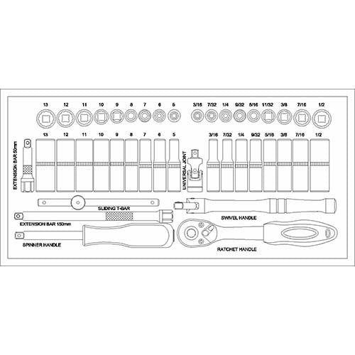 Trax ARX-14042 1/4" Drive Metric/ SAE Socket Set, 42Pc Set4
