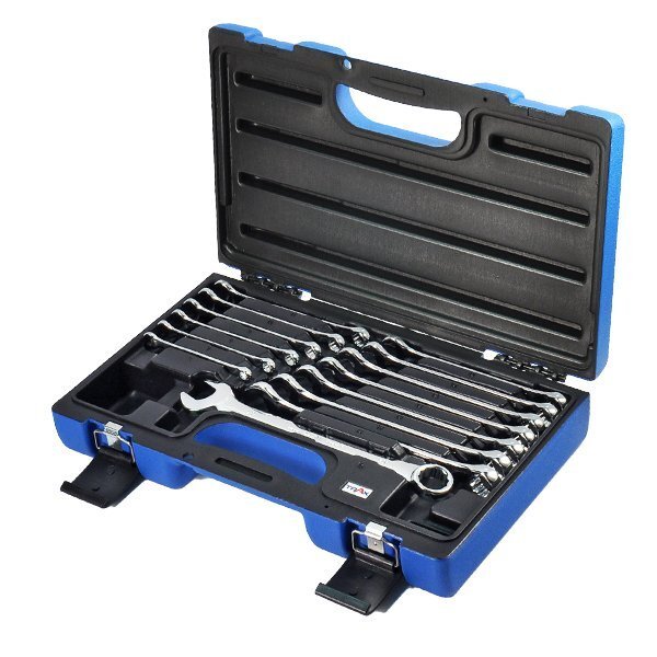 Trax ARX-1514CM 15° Offset 12PT Metric Combination Wrench Set, 14Pc - AIMS Industrial Supplies