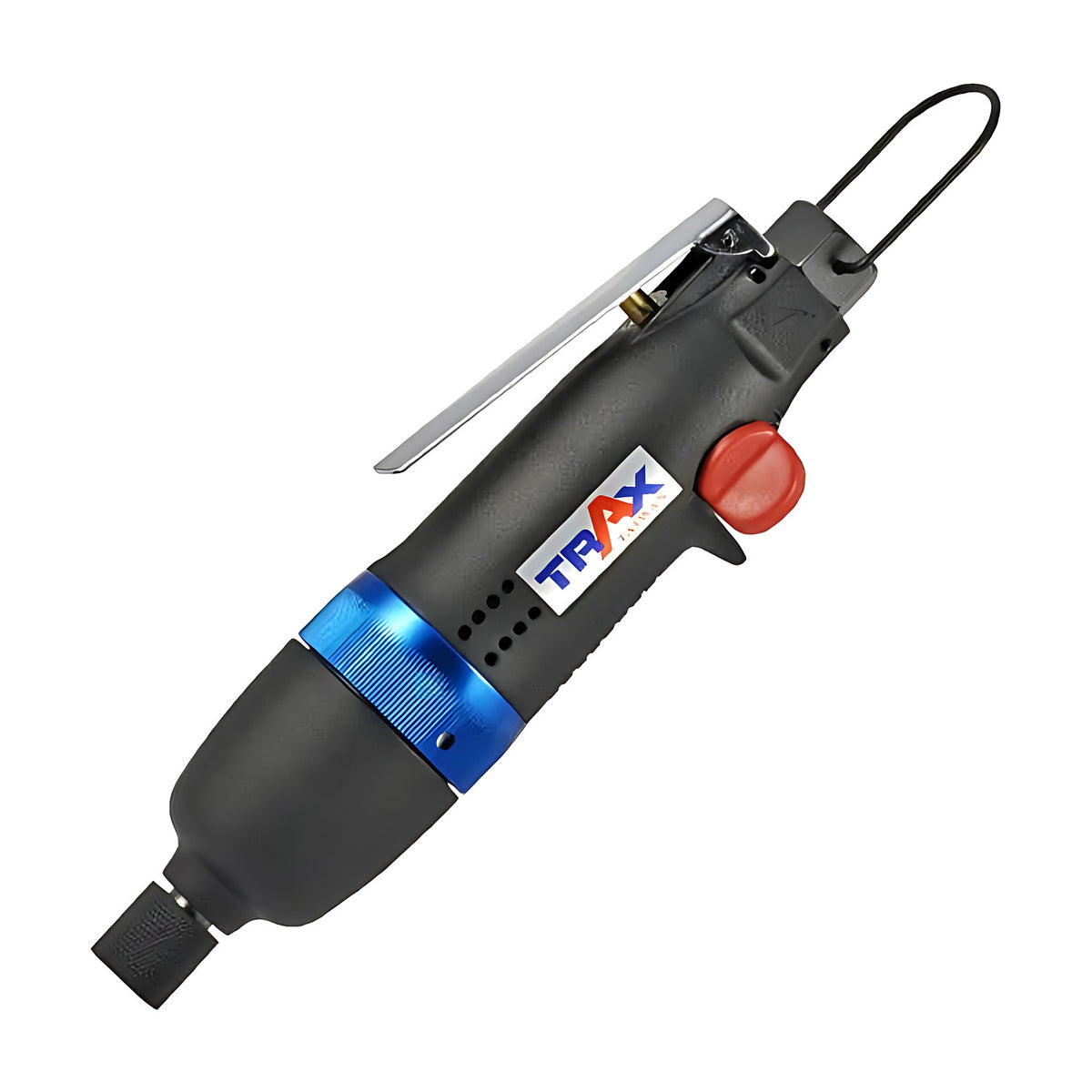 Trax ARX-3108 1/4" composite straight reversible air screwdriver, black with blue ring and red switch