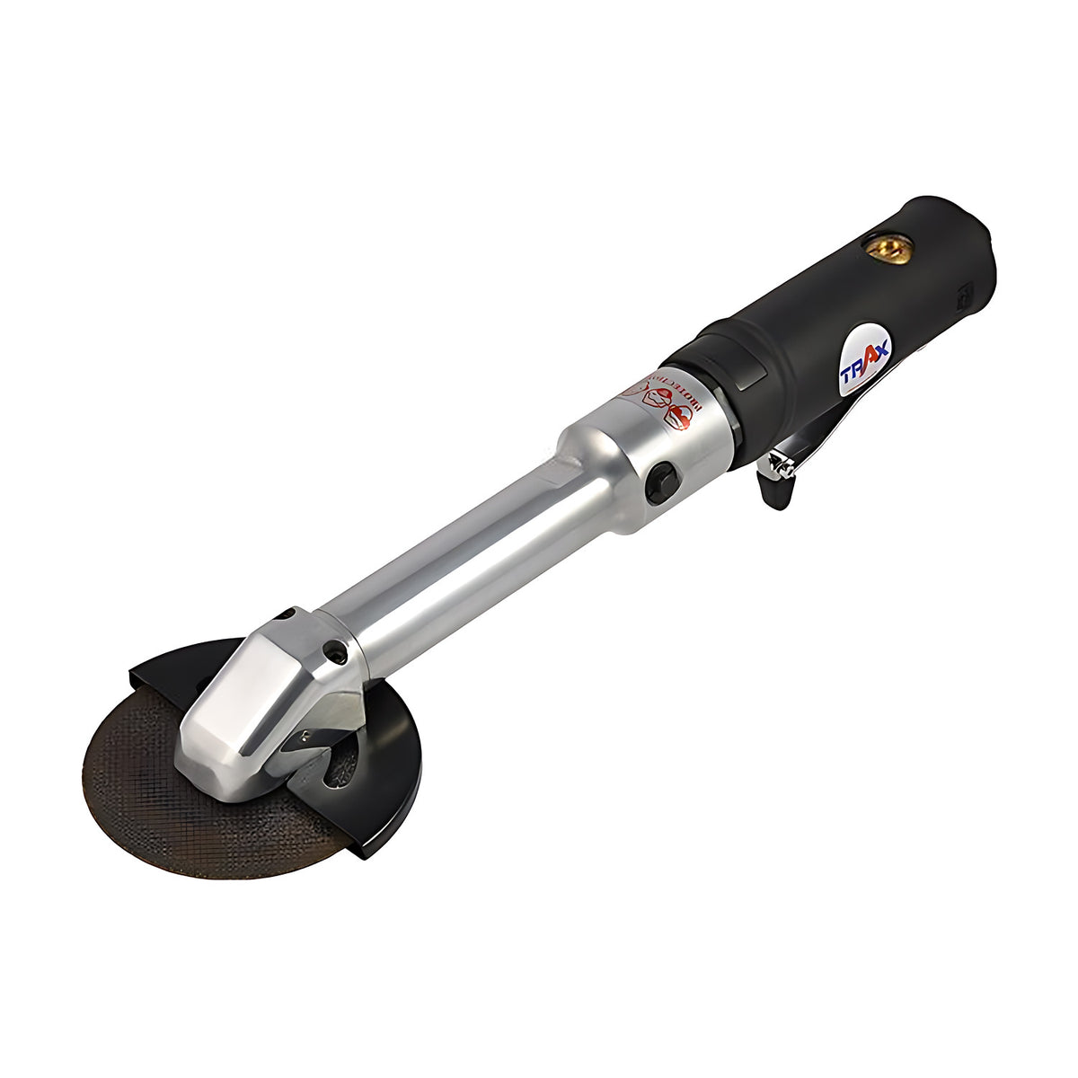 Trax ARX-344 4" air extended corner cutter, silver extension with a cut-off wheel and black grip, on white background