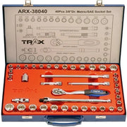Trax ARX-38040 3/8" Drive MM/SAE Socket Set, 40Pc Set1