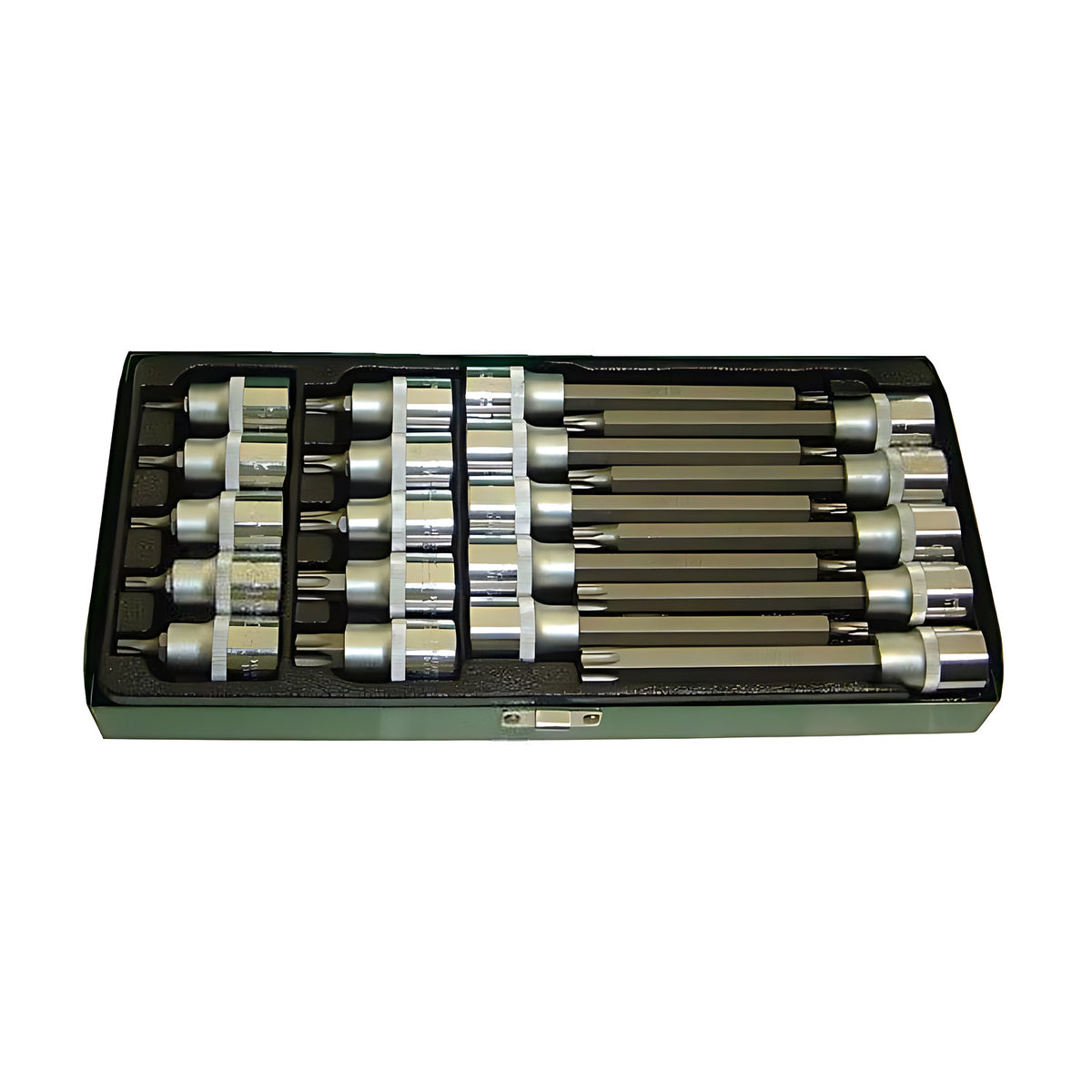 Trax ARX-400020T 1/2" drive Torx socket bit set in a black tray, short and long bit sockets in rows