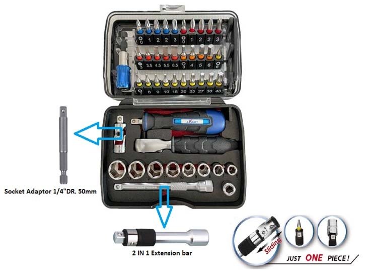 Trax ARX-91434 Bit & Socket Set, 44 Pieces - AIMS Industrial Supplies