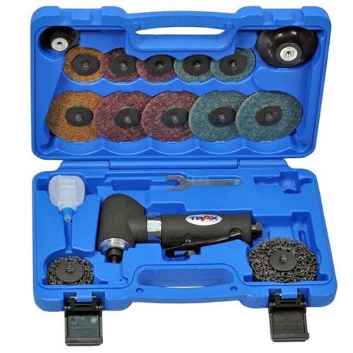 Trax ARX-AS601K 2" & 3" 97° Air Angle Sander Kit, 16PC Set1