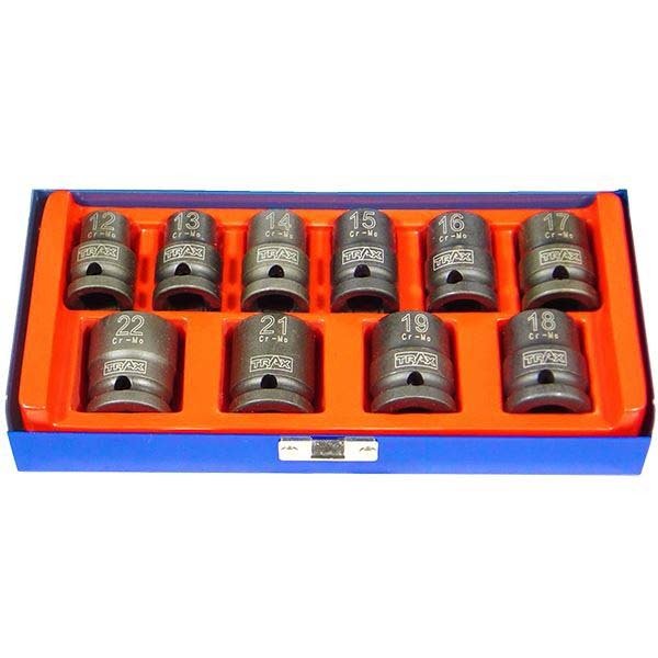 Trax AS - 4011M 1/2" Drive Short Metric Impact Socket Set, 10pcs - AIMS Industrial Supplies