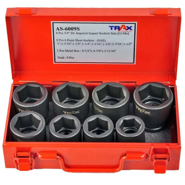 Trax AS-6009S 3/4" Drive 6PT Imperial Impact Socket Set, 8Pc Set2