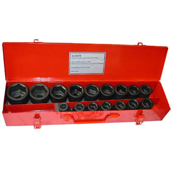 Trax AS-6017M 3/4" Drive 6PT Metric Impact Socket Set, 17Pc Set1
