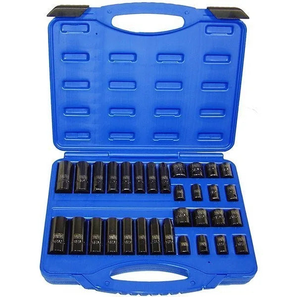 Trax ASD-333CD 3/8" Dr. Combination Metric & SAE Impact Socket Set 32Pc1