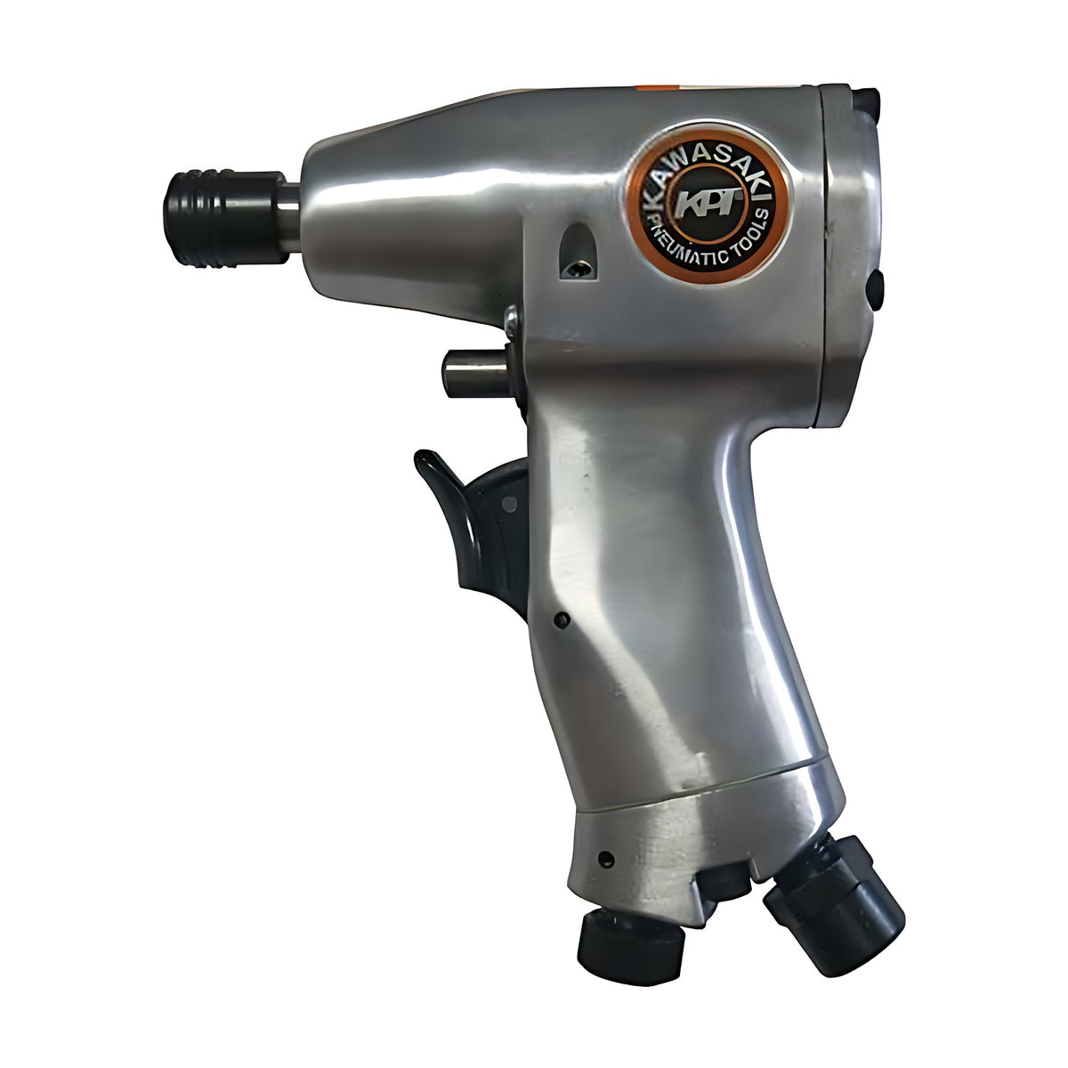 Trax KPT-851D 1/4" Kawasaki air impact screwdriver, silver pistol-grip body with round badge, on white background