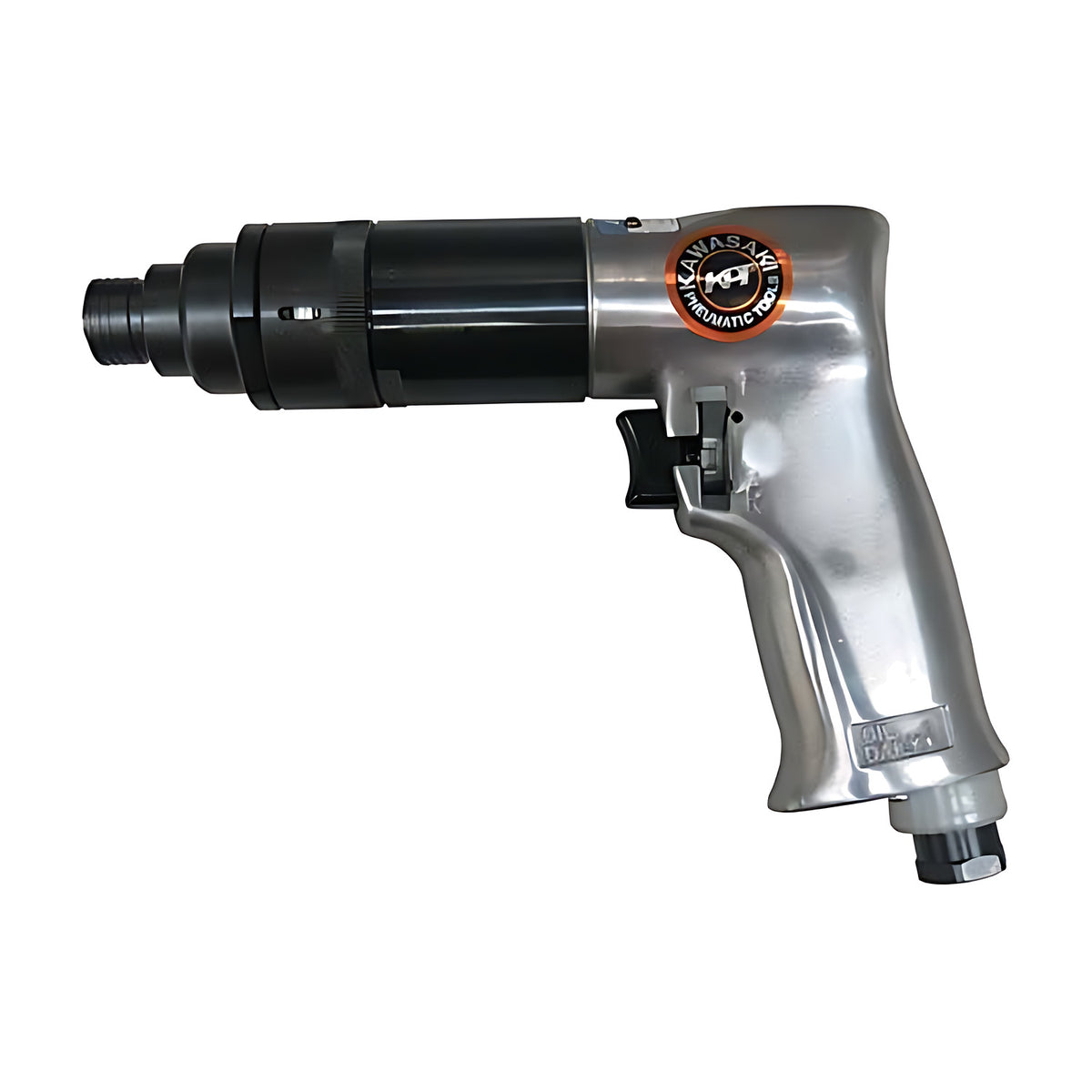 Trax KPT-SD110A 1/4" air adjustable clutch screwdriver, black clutch housing and silver pistol-grip body, on white