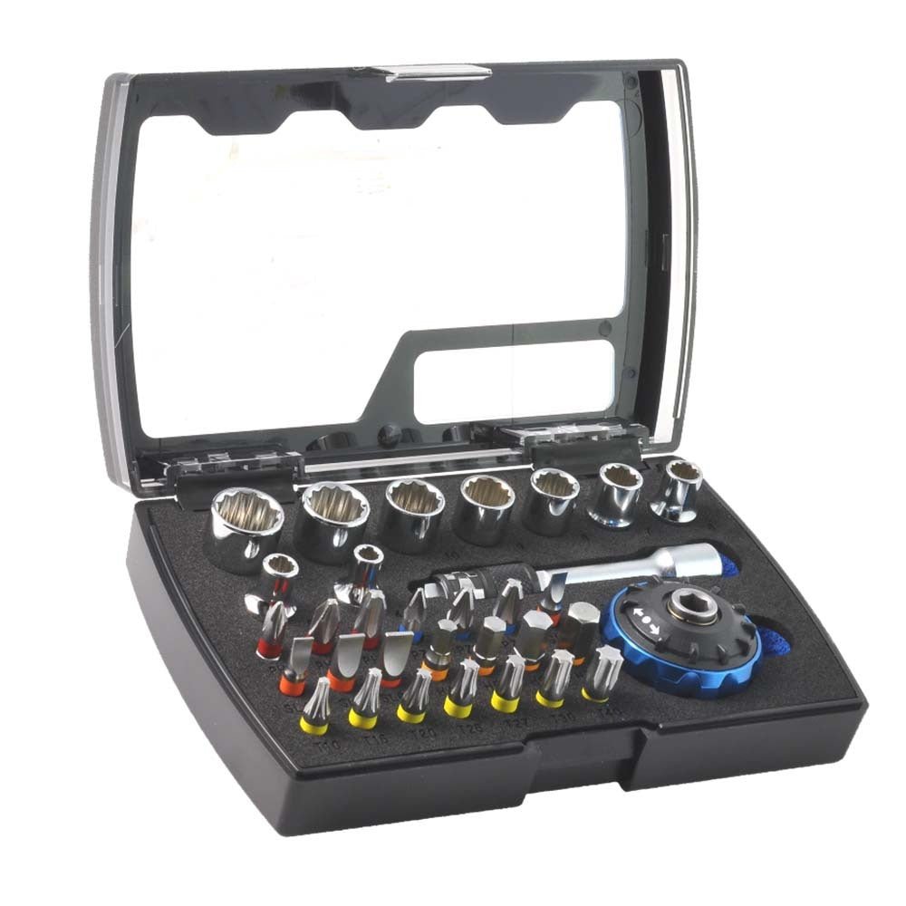 Trax Palm Ratchet Socket and Bit Set, 32 Pieces - ARX - 932032 - AIMS Industrial Supplies