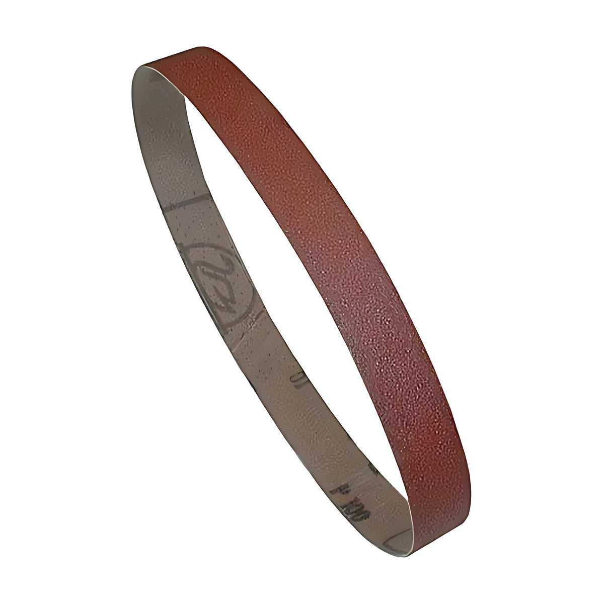 Trax sanding belt shown as a loop, brown abrasive face, on white background
