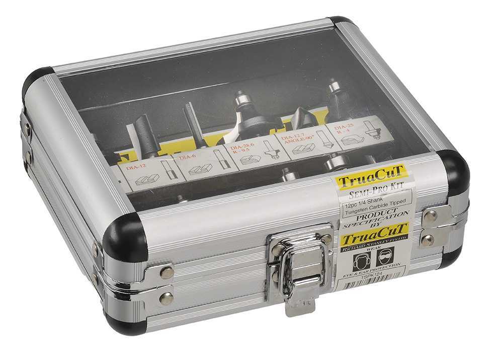 TruaCut 12 Pc 1/4" Shank Semi - Pro Series Router Bit Set - AIMS Industrial Supplies