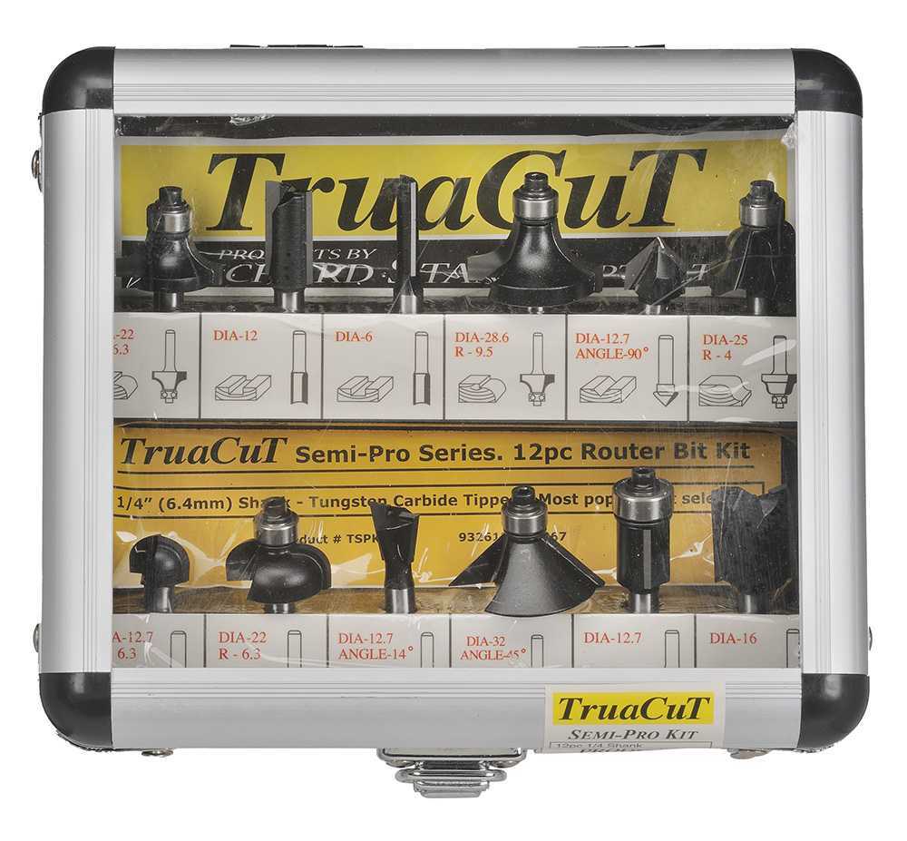 TruaCut 12 Pc 1/4" Shank Semi - Pro Series Router Bit Set - AIMS Industrial Supplies