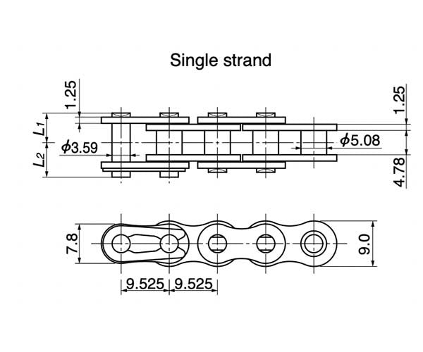 Tsubaki BS RS Roller Chain Single Strand3