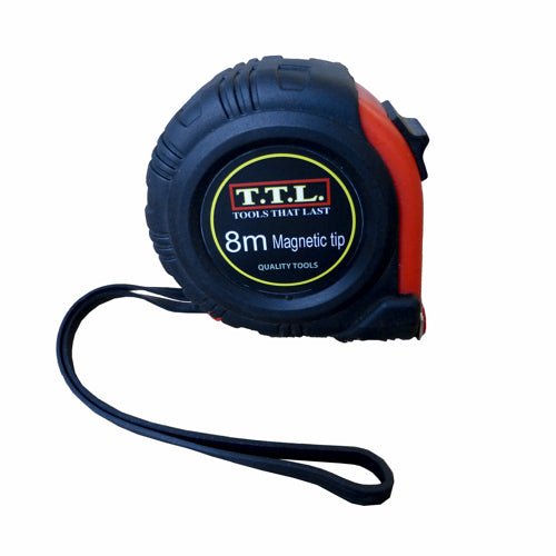 TTL Tape Measure Red 8m Metric - TTL001RMET - AIMS Industrial Supplies