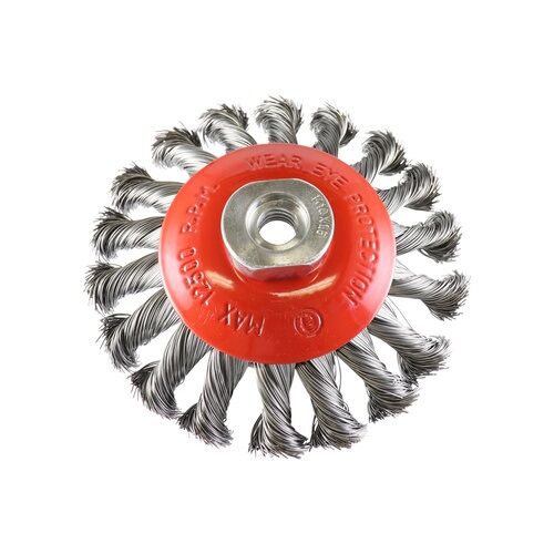 Twist Knot Conical Brush- Rocket, Twist Knot Wire Steel 100mm x M10 - AIMS Industrial Supplies