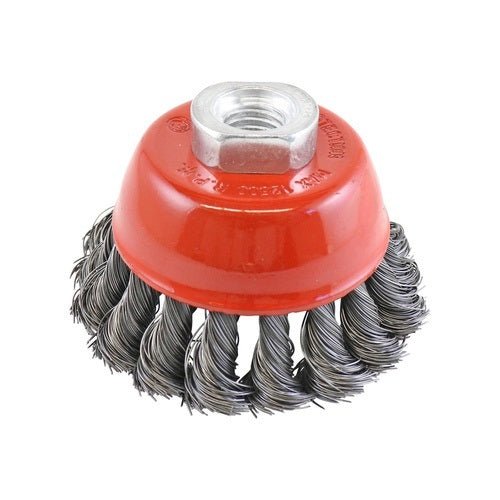 Twist Knot Cup Brush- Rocket, Steel 75mm x M10 - AIMS Industrial Supplies