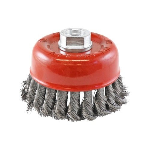 Twist Knot Cup Brush- Rocket, Steel 90mm x M14 - AIMS Industrial Supplies