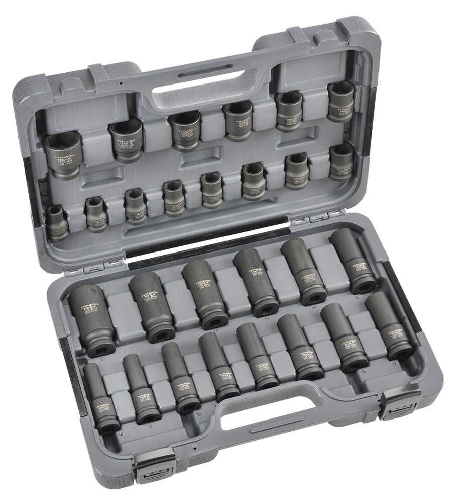 Typhoon Tools 1/2" Drive 10 - 27mm Standard & Deep Impact Socket Set, 28 Pcs - AIMS Industrial Supplies