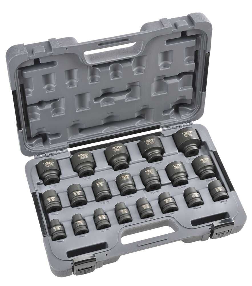 Typhoon Tools 1/2" Drive 10 - 36mm Standard Metric Impact Socket Set, 20 Pcs - AIMS Industrial Supplies