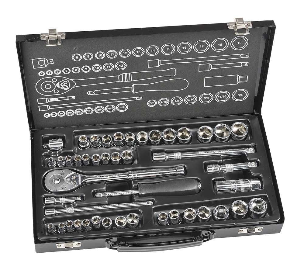 Typhoon Tools Socket Set 1/4" and 3/8" Drive Metric & Imperial, 45 Pcs - AIMS Industrial Supplies