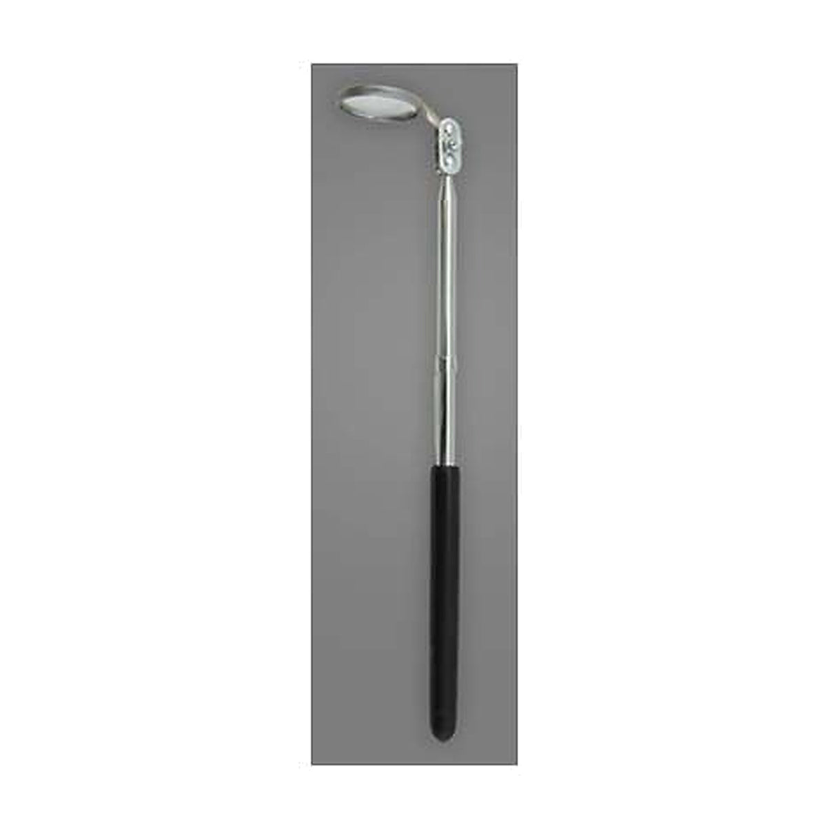 Ullman A-2M 22mm magnifying inspection mirror, mirror head tilted at an angle on an extended shaft with black handle