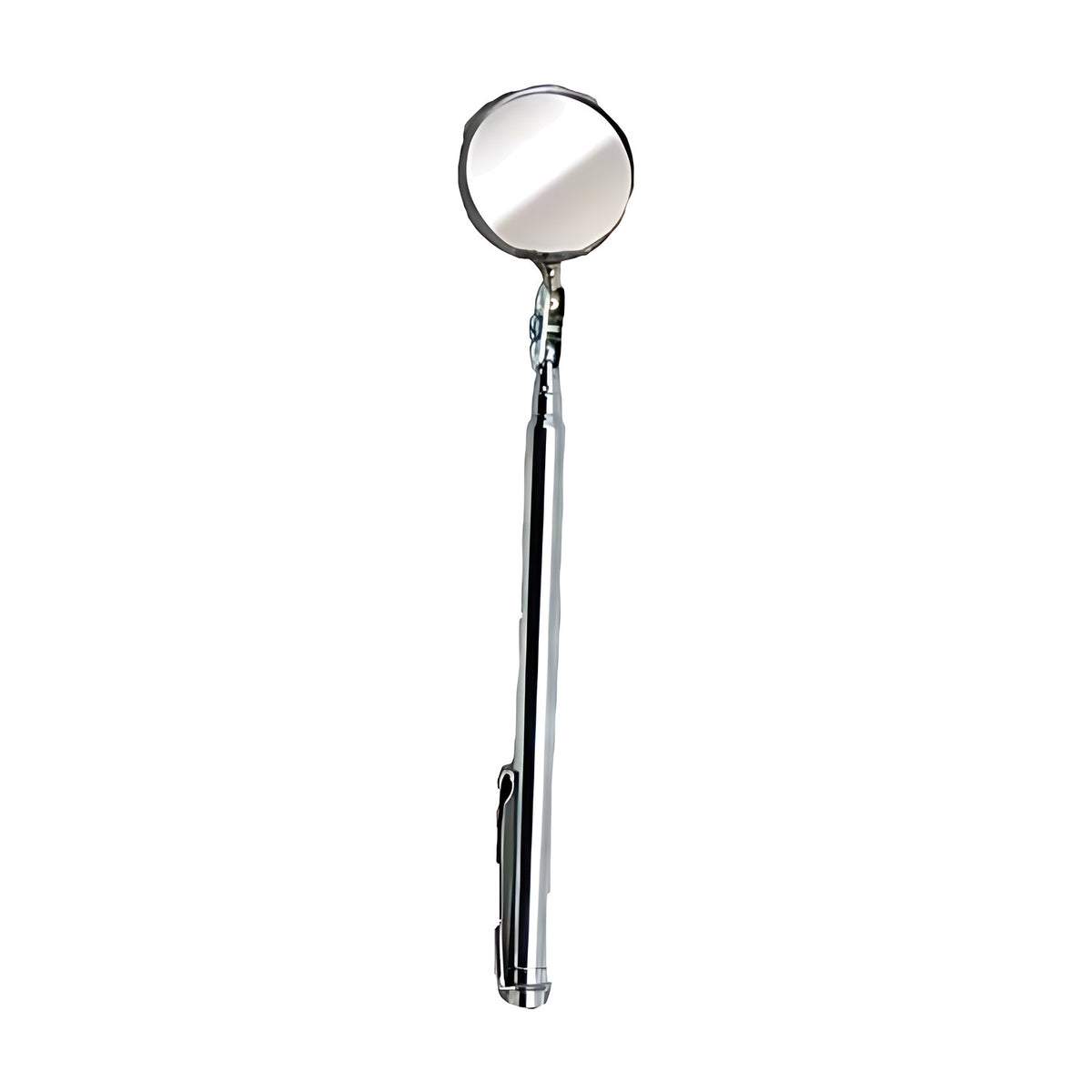 Ullman E-2T 1-1/4" circular telescoping inspection mirror, round mirror on a silver telescoping handle with pocket clip