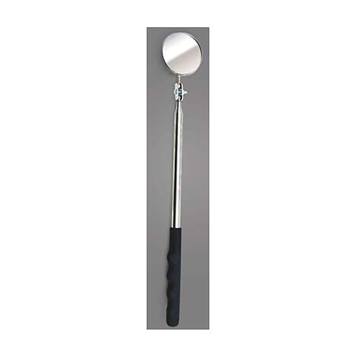 Ullman HTC-2LM 2-1/4" circular telescoping magnifying mirror, extended with a round mirror and black grooved handle