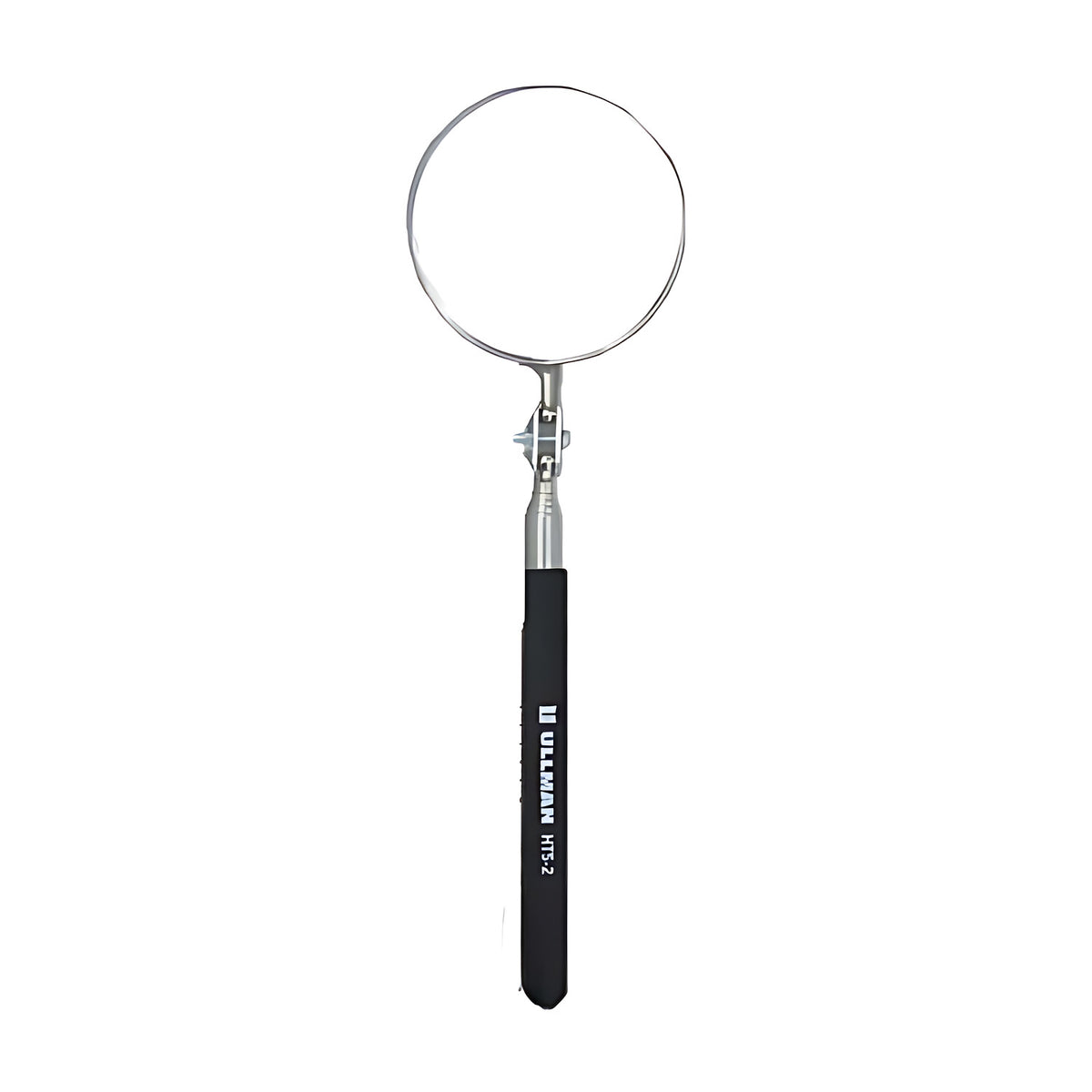 Ullman HTS-2 3-1/4" circular telescoping inspection mirror on a black handle printed HTS-2