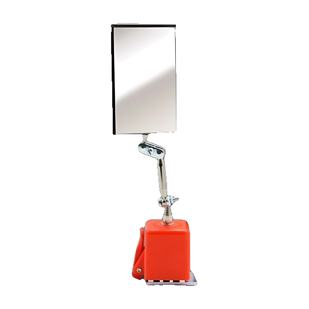 Ullman MX rectangular inspection mirror on an adjustable arm with an orange magnetic base, front view