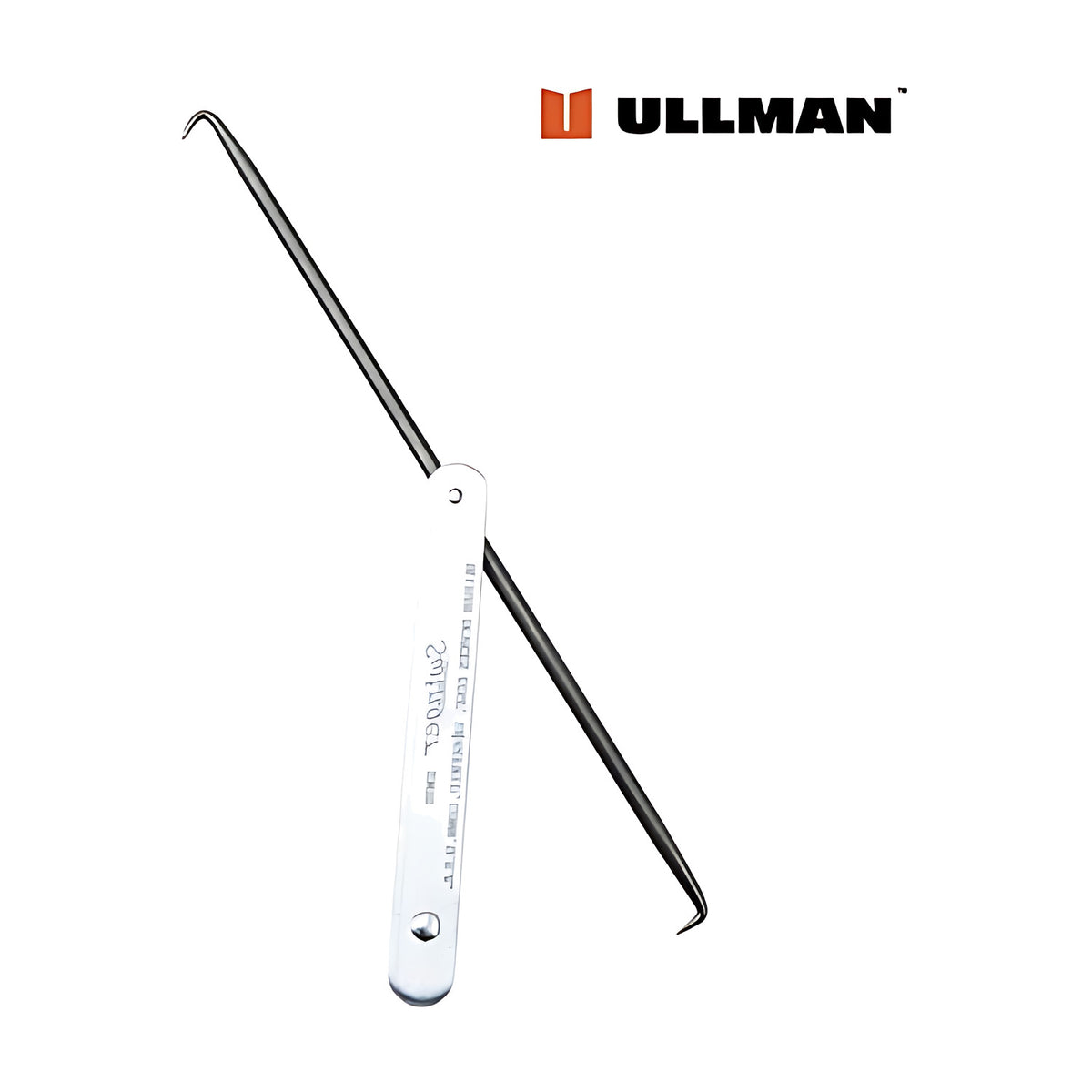 Ullman SW-10 swinger reversible pick and hook, black pick swung out from a silver handle, Ullman logo above