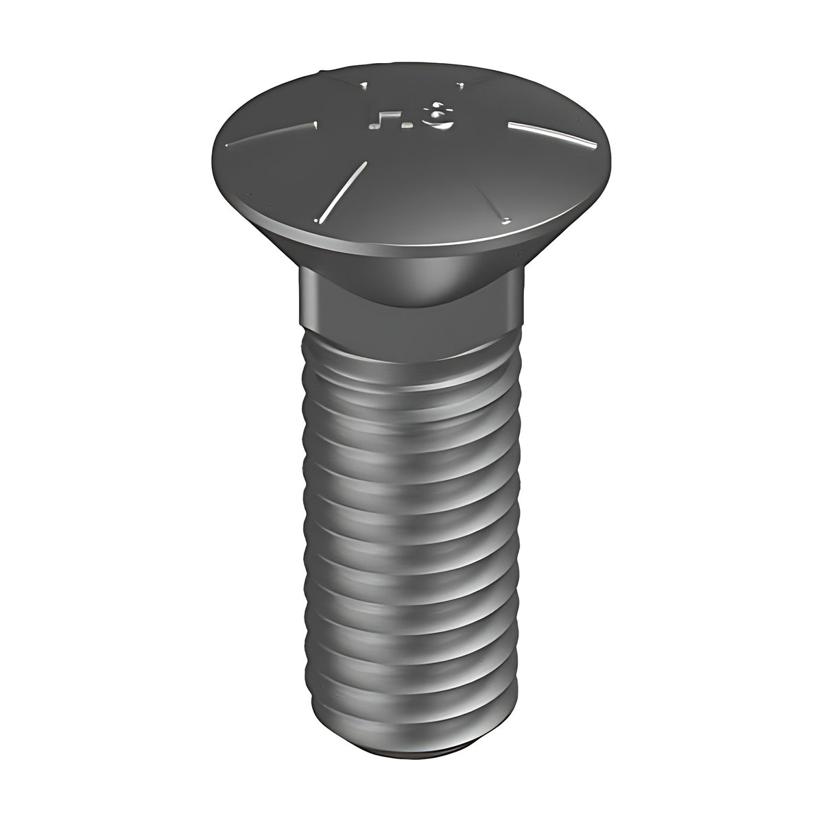 Hobson 3/8", 7/16" and 1/2" UNC square neck plough bolt, grade 8, plain, countersunk head with marking and threaded shank