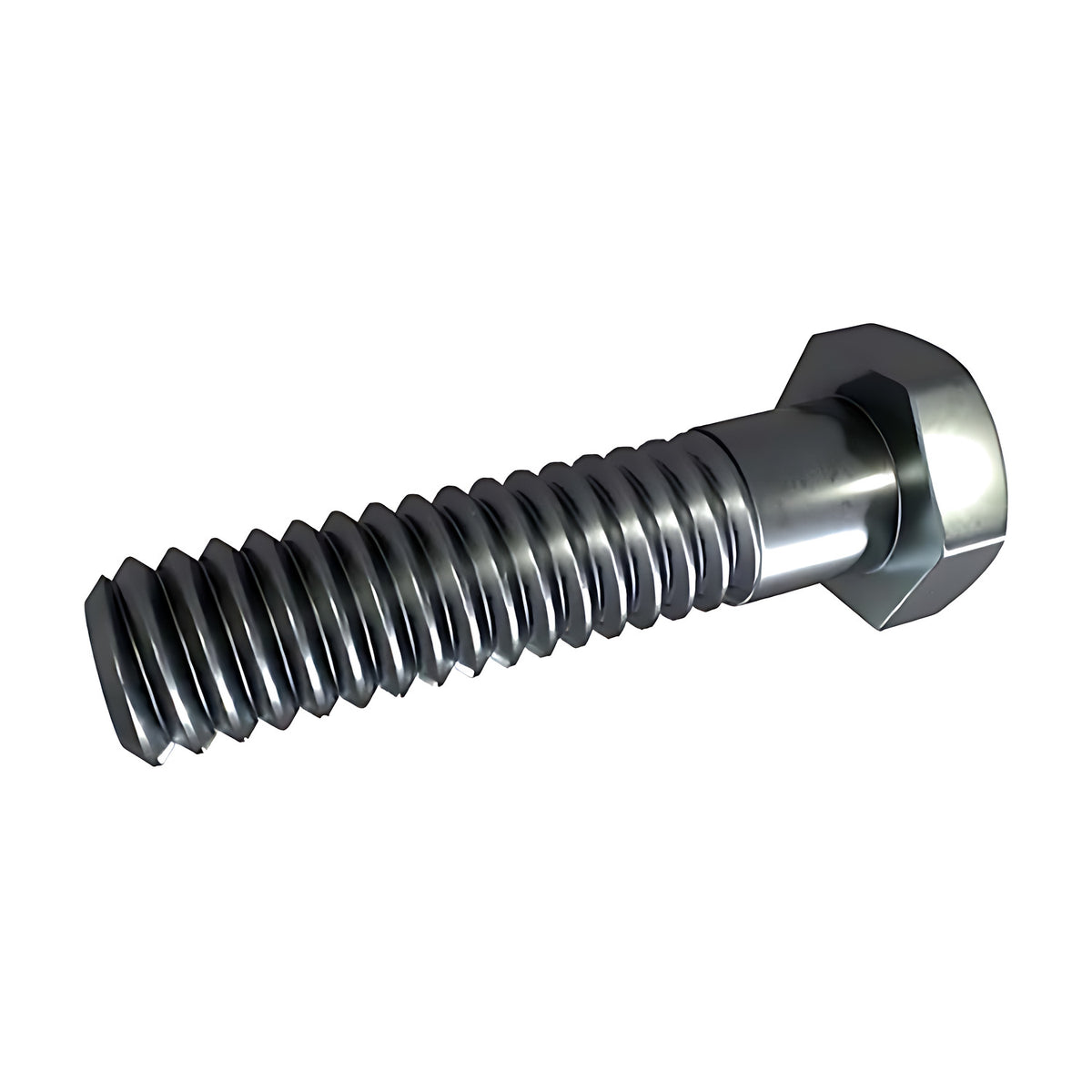 Hobson 1/4" to 7/16" UNF hex bolt, plain dark finish, hex head on the right and fine thread running to the left