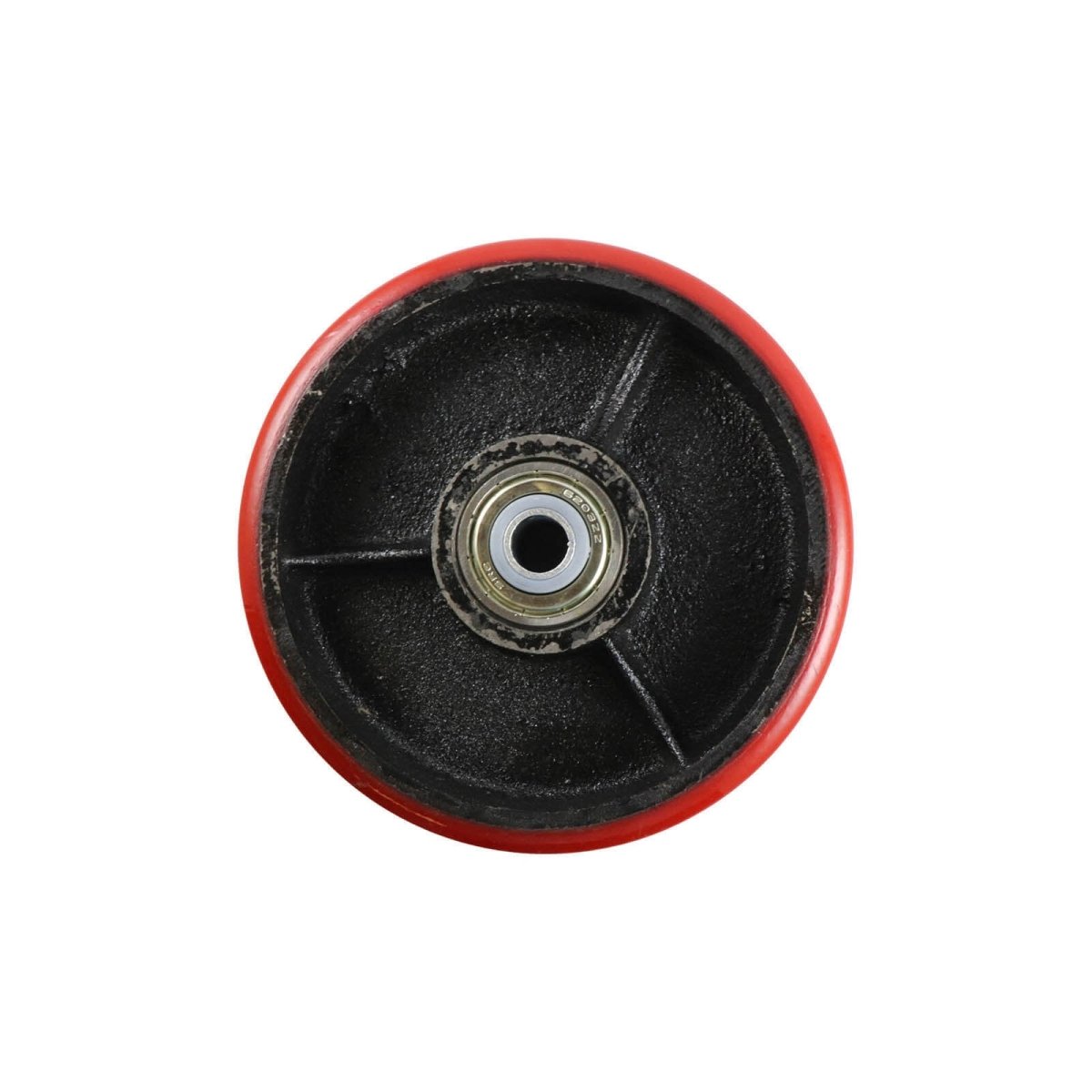 Urethane Wheel - Precision Bearing, Cast Iron Centre, Red - AIMS Industrial Supplies