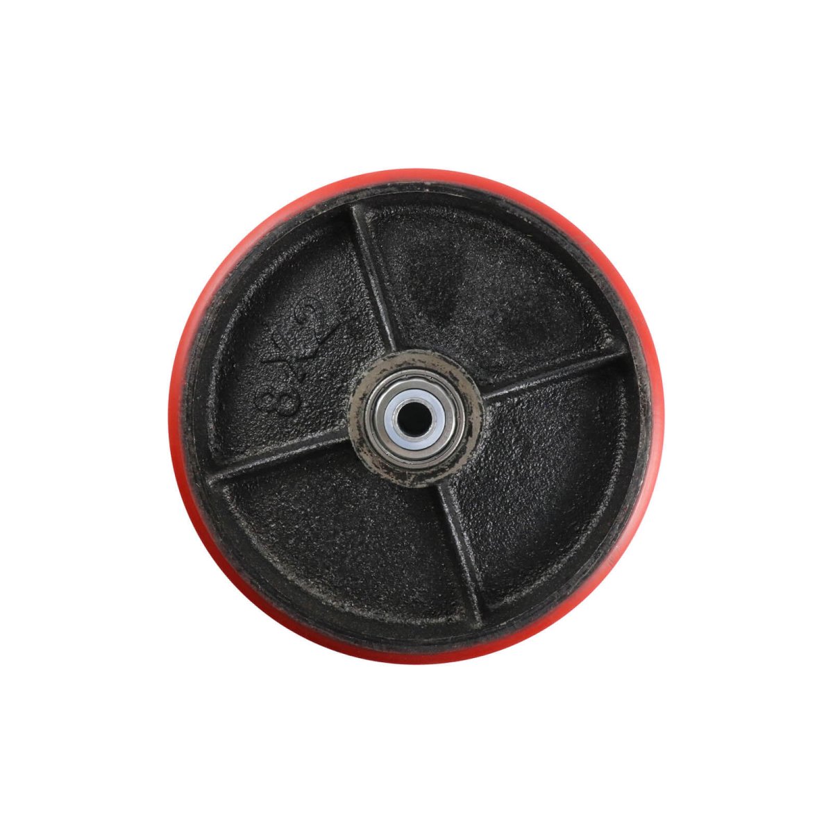 Urethane Wheel - Precision Bearing, Cast Iron Centre, Red - AIMS Industrial Supplies