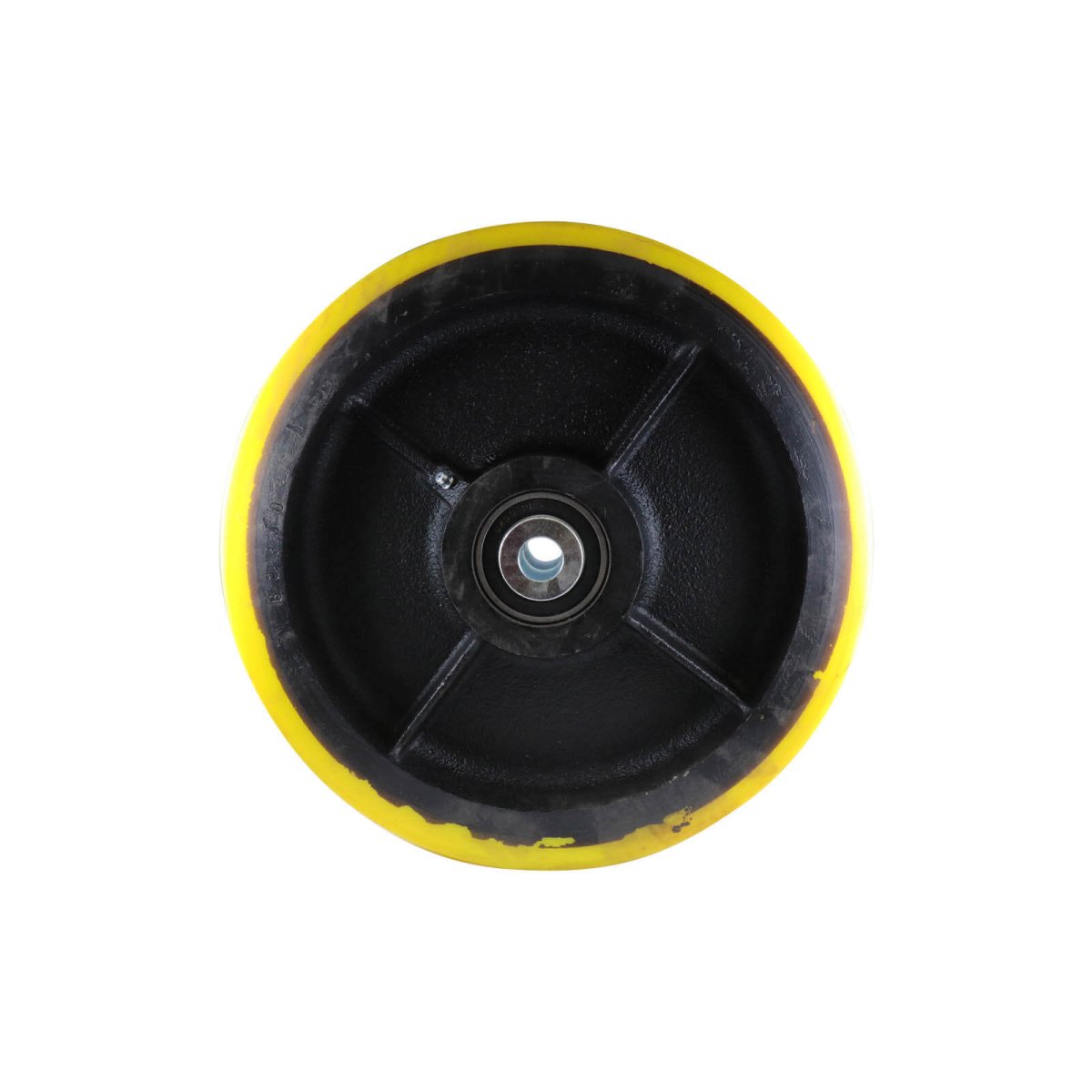 Urethane Wheel - Precision Bearing, Cast Iron Centre, Yellow - AIMS Industrial Supplies