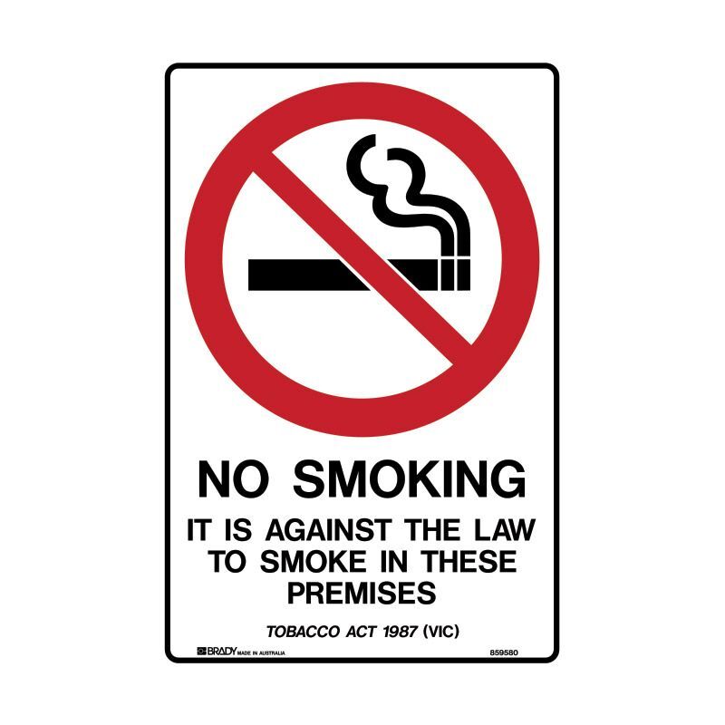 VIC -  No Smoking It Is Against The Law To Smoke In This Premises 300 x 450mm Poly