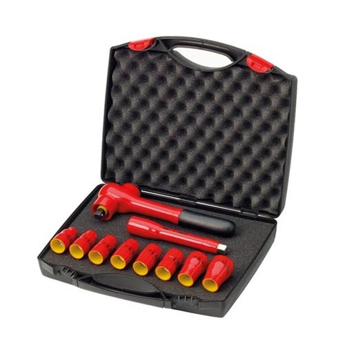 Wiha 1/2" Insulated Reversible Ratchet and Accessories , 10 Pieces1