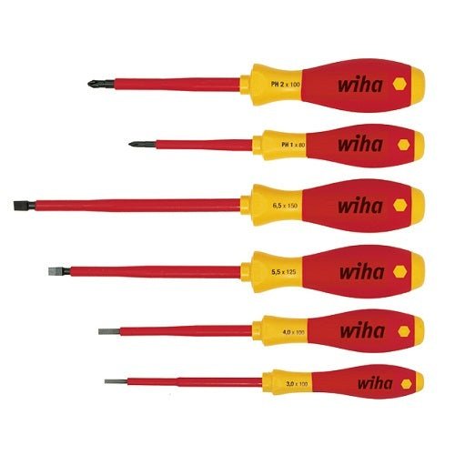 Wiha SoftFinish Insulated Screwdriver 1000V AC, 6 Pieces - AIMS Industrial Supplies