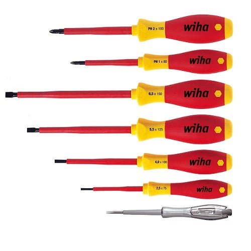 Wiha SoftFinish Insulated Screwdriver 1000V AC, 7 Pieces - AIMS Industrial Supplies