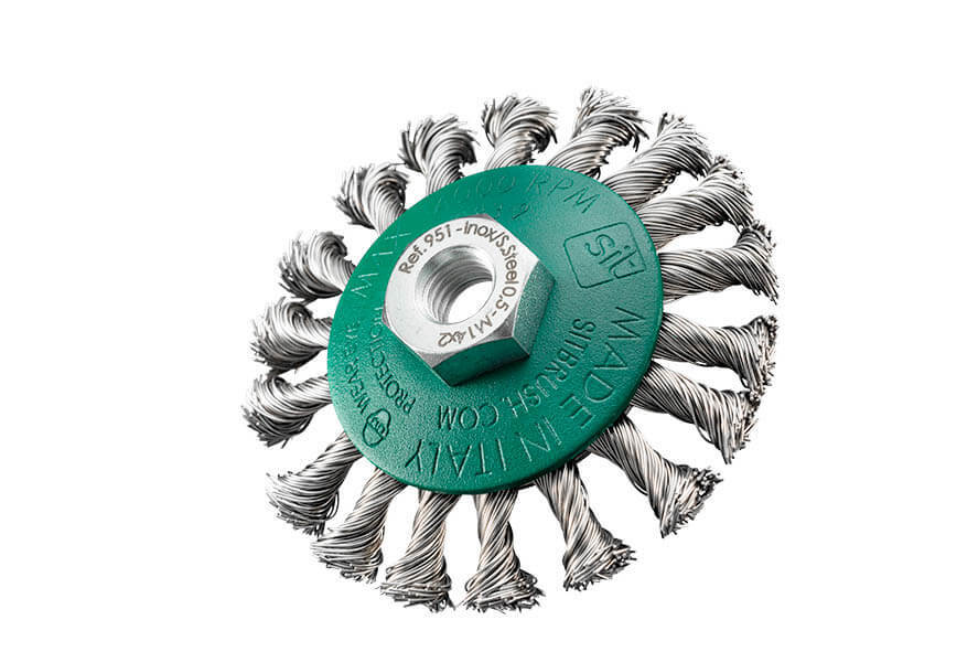 Wire Brush SIT 950 Twist Knot Stainless Steel Conical Brush 95mm x M14 - AIMS Industrial Supplies