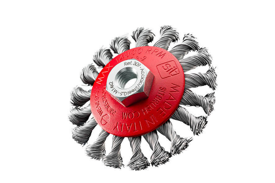 Wire Brush - SIT Brush Bevel Twist Knot Steel 95mm x 2mm x M14 - AIMS Industrial Supplies