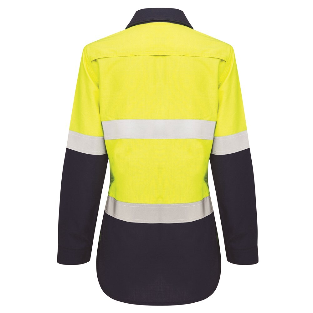 Women Hi-Vis FR Button-Up Shirt W/ Reflective Tape PPE12