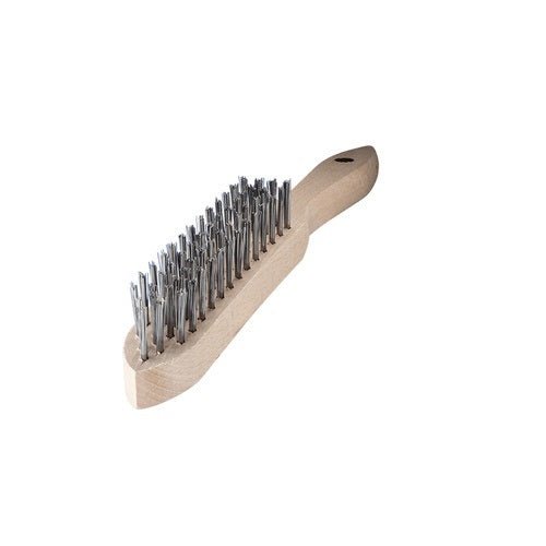 Wooden Hand Welders Brush -Rocket, 4 Row, Stainless Steel - AIMS Industrial Supplies