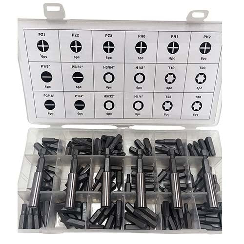 Workshop Buddy Drill Bit Inserts Grab Kit (PZ1 - T30), 114 Pieces - AIMS Industrial Supplies